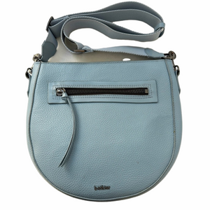Botkier Beatrice Crossbody Azurro Blue Gunmetal Leather Hobo Purse Pebbled